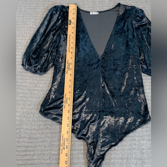 Free People Intimately Don’t You Wish Body Suit Velvet Silver/Gray Size Large - Picture 7 of 11